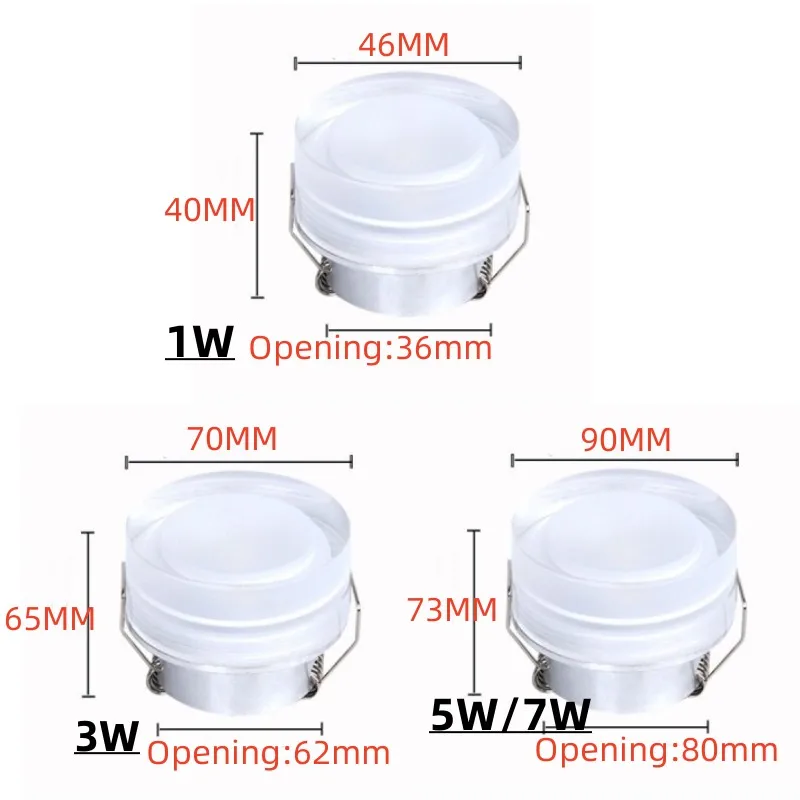 LED transparent acrylic soft light small spotlight 1W3W5W7W recessed led downlight AC96V-240V