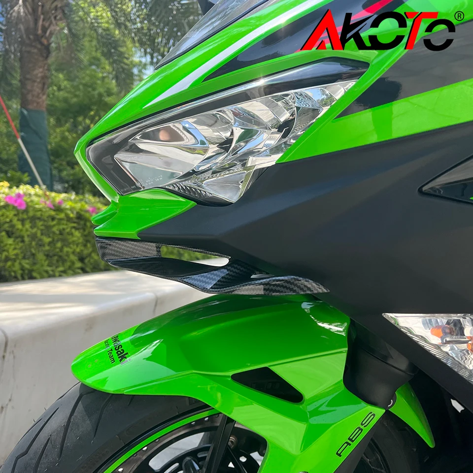 Carbon Fiber Style Front Fairing Winglets For Kawasaki Ninja 250/400 2018-2020
