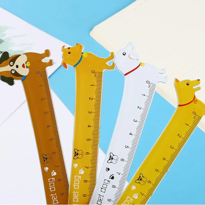 Kawaii Cute Lovely Puppy Dog Straight Ruler Student Stationery School Office Supply Measuring Sewing Drawing Gift 1 Piece
