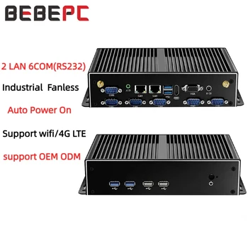 Mini PC industriale Fanless Dual LAN 6 * COM 4G LTE Core i5 4200U i7 4500U J1900 HD WiFi 6 * RS232 RS485 Windows 11 Computer Linux 1