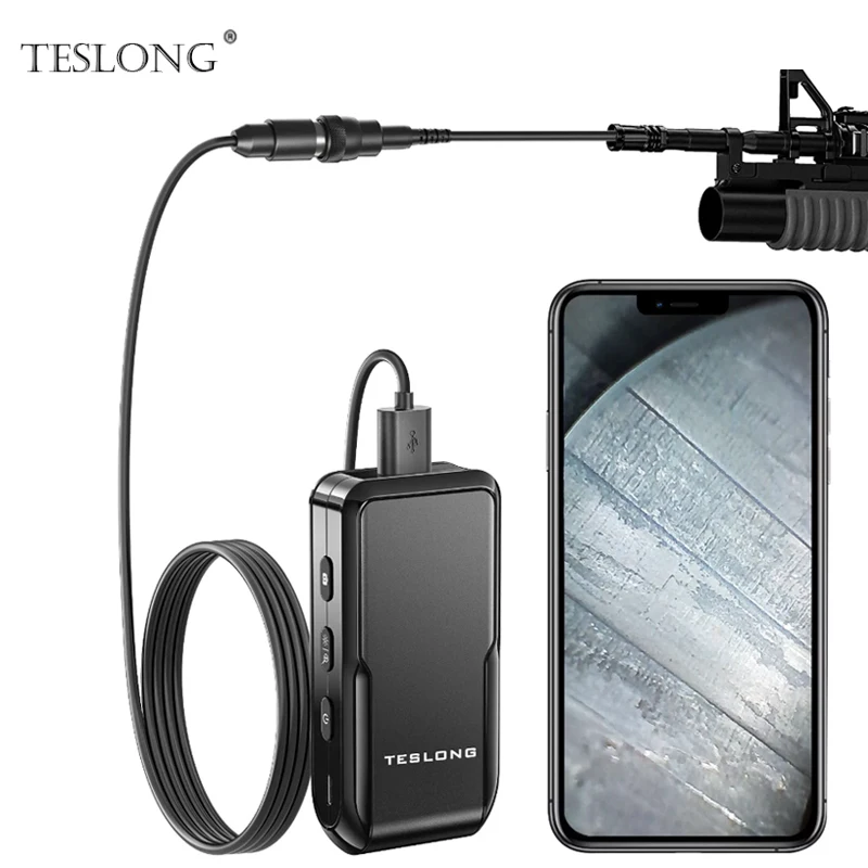 Teslong Bore Scope For iPhone & iPad 1.2M Long Cable WiFi Borescope Videoscope Inspection Camera Fit 0.2in Caliber & Larger inspection camera mini endoscope camera rifle borescope camera