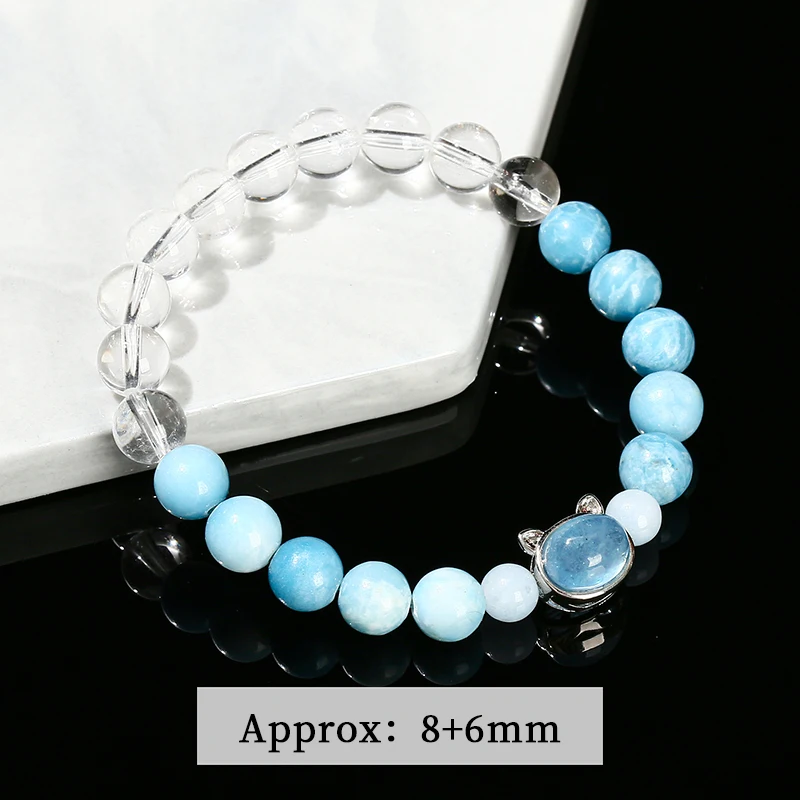 JD Natural Stone Rock Quartz Larimar Aquamarine Cat Head Magic Box