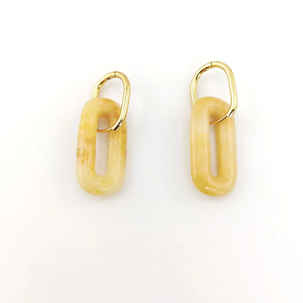 HUIDANG Ohrringe Trend 2026 Große Hohle Grüne Stein Quadratische Ohrringe Damen Herbst Edelstahl Boucles d'oreilles – Detail 10
