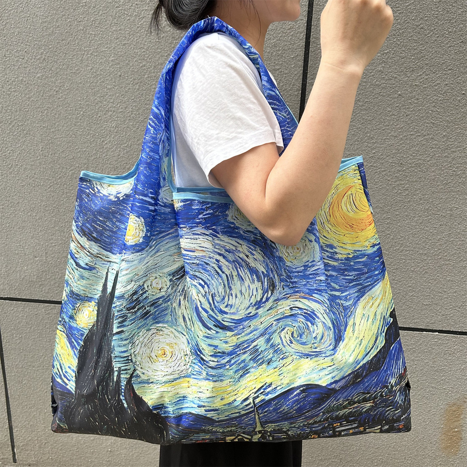 Shopping Bags Tear-Resistant Foldable Shopping Bag Portable Shoulder Handbag Moisture-Proof Travel Tote For Grocery Shopping