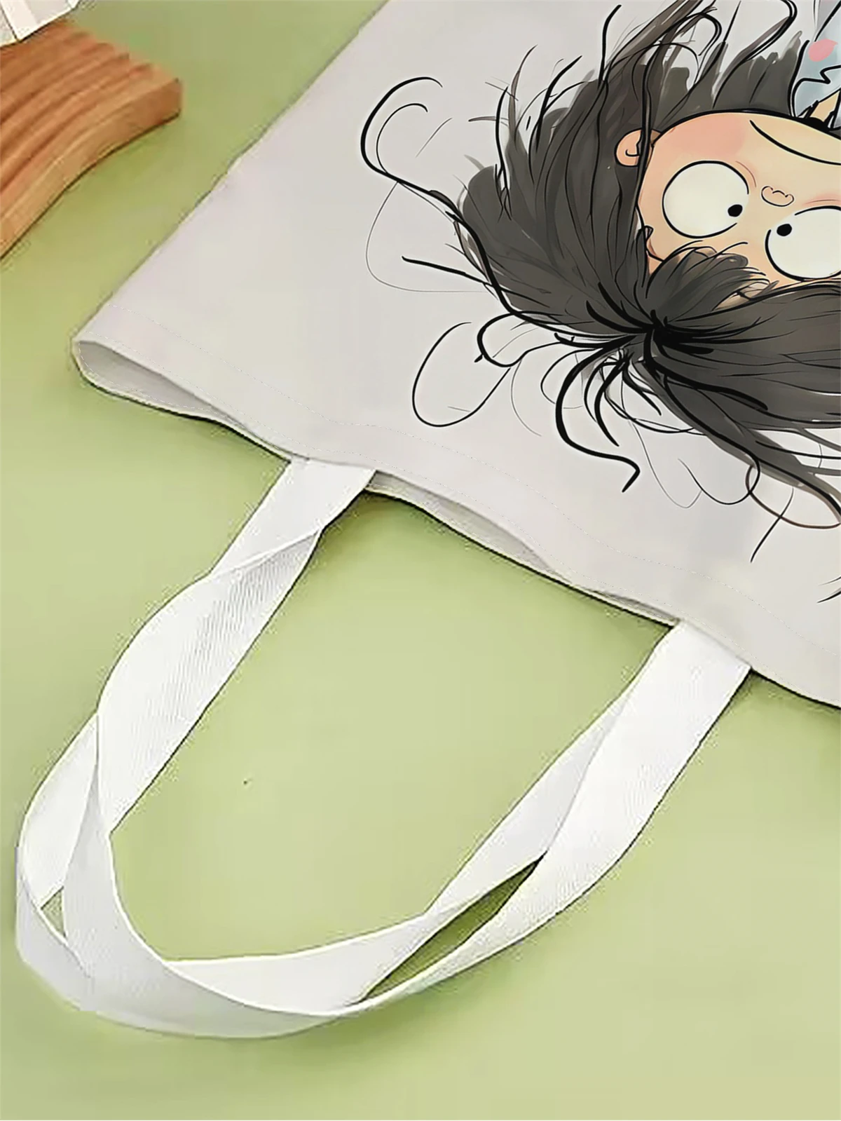 1pc,, cartoon character handbag, reusable fashionable handbag, multifunctional handbag, printed canvas shopping bag