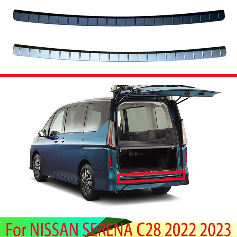 

For NISSAN SERENA C28 2022 2023 Stainless Steel Rear Bumper Protection Window Sill Outside Trunks Decorative Plate Pedal