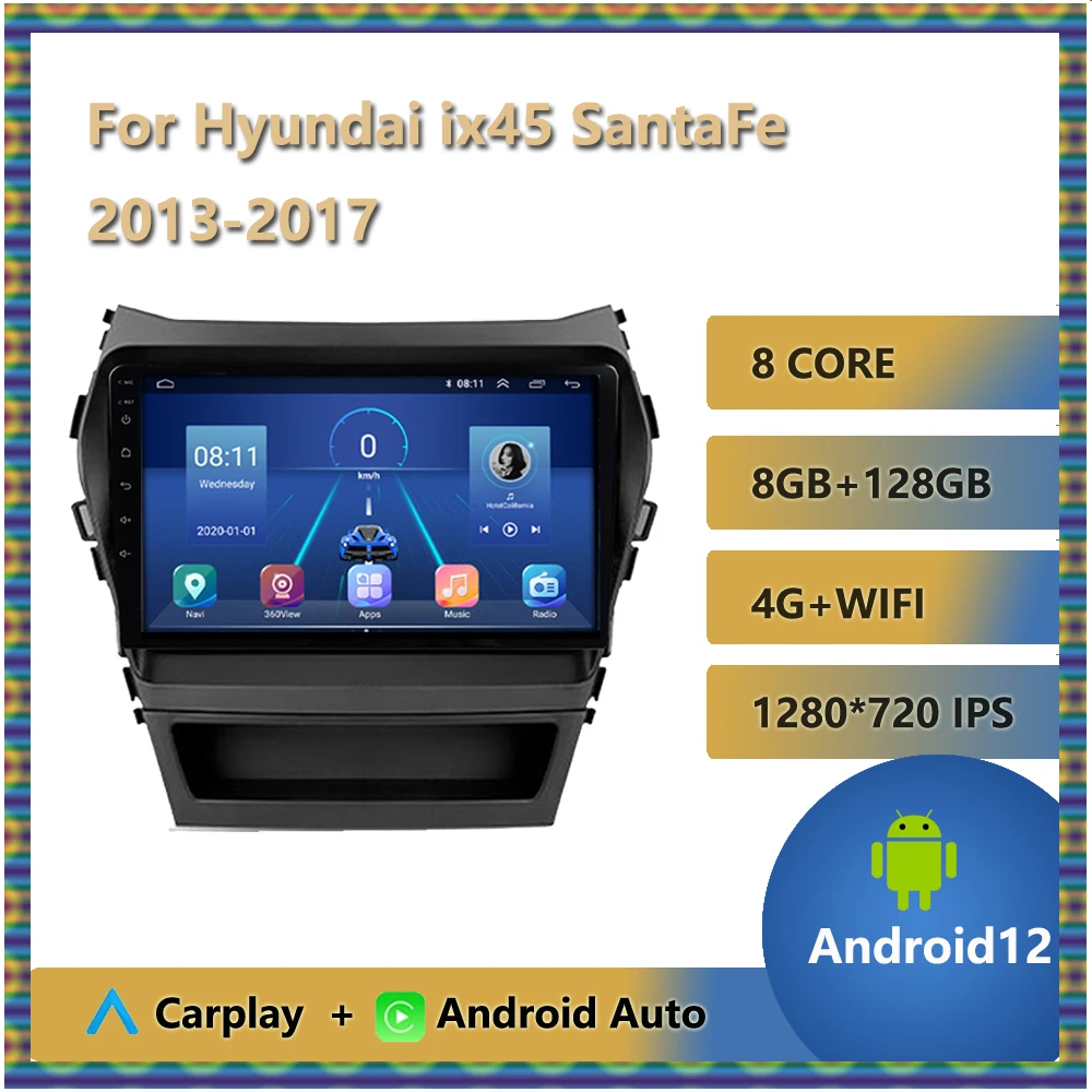 

Автомагнитола 2 Din для Hyundai ix45, SantaFe, 2013, 2014, 2015, 2016, 2017, мультимедийный плеер с GPS-навигацией, беспроводной Автомобильный плеер на Android