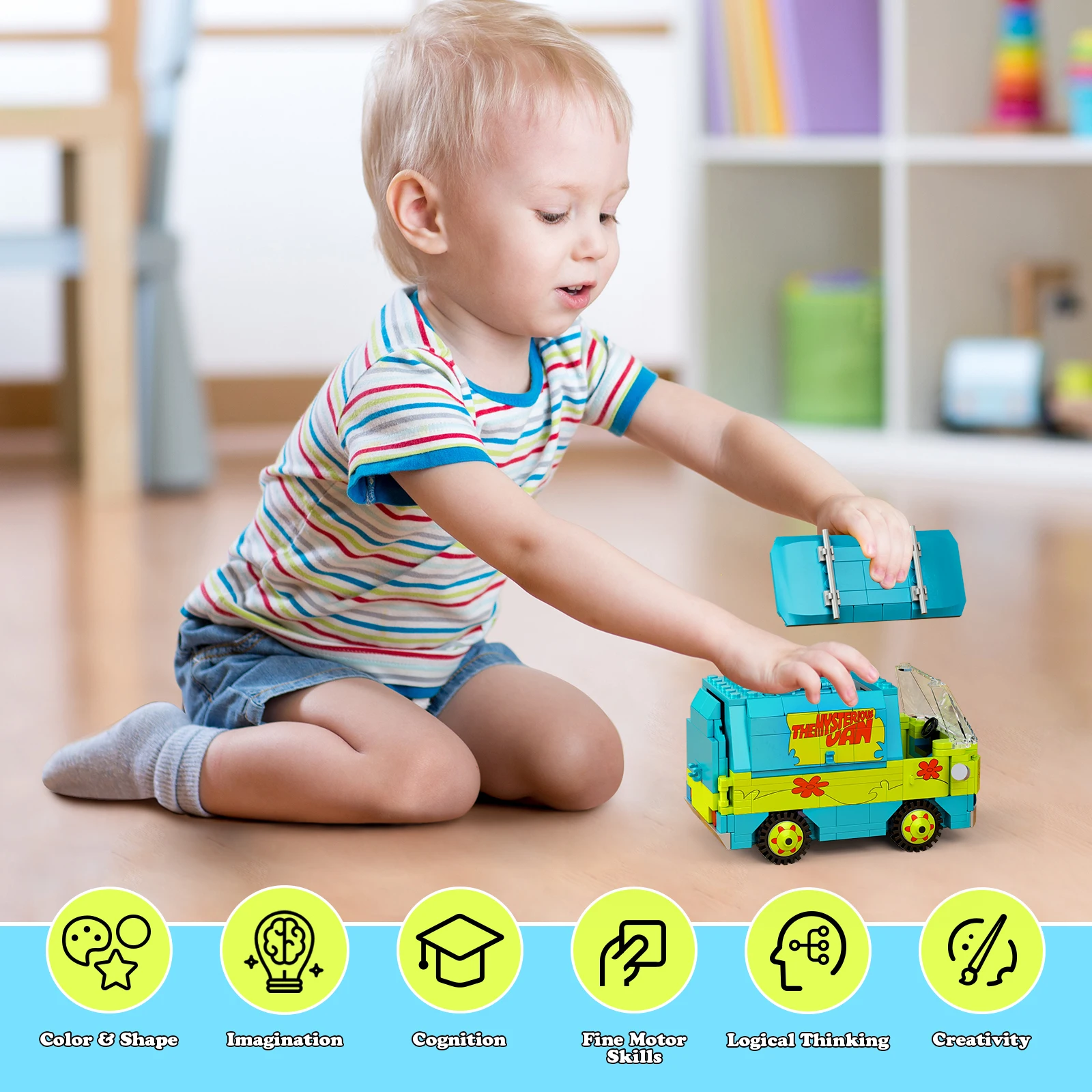 348 PCS Mystery Machine Building Blocks Set Panel Van Cartoon Vehicle — 4