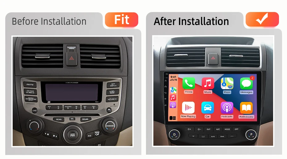 AWESAFE 10-Zoll-Android-Radio für Honda Accord 7 2003-2008, kabelloses CarPlay & Android Auto, GPS-Navigation, Multimedia, Unterstützung für Lenkradsteuerung, Subwoofer, Verstärker, Rückfahrkamera, mit CAN-BUS, EU Plug-and-Play, DAB+, digitales Autoradio, 2-DIN-Autoradio, Stereo, RDS – Detail 4
