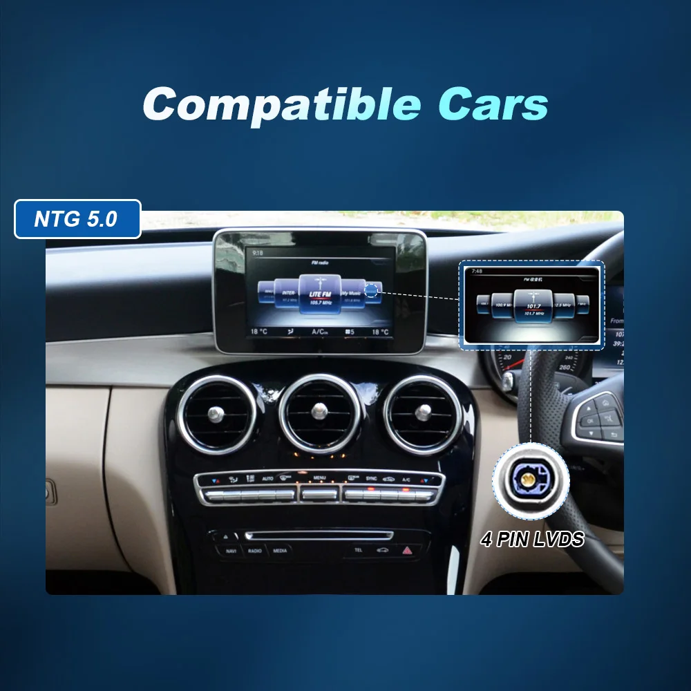 Qualcomm Wireless Carplay para Mercedes Benz Clase C GLC V X W205 W446 2014-2018 Pantalla Táctil Android Auto Radio Multimedia 4