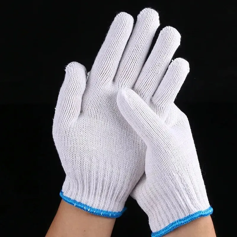 24pcs Protective Gloves Cotton Thread Gloves Work Thick Nylon White Yarn Wear Resistant Cotton Thread Gloves BEST SELLERS