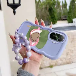 Cute Cat Phone Case Set: Includes Phone Case, Lanyard, and Stand for POCO M7 4G (PURPLE)