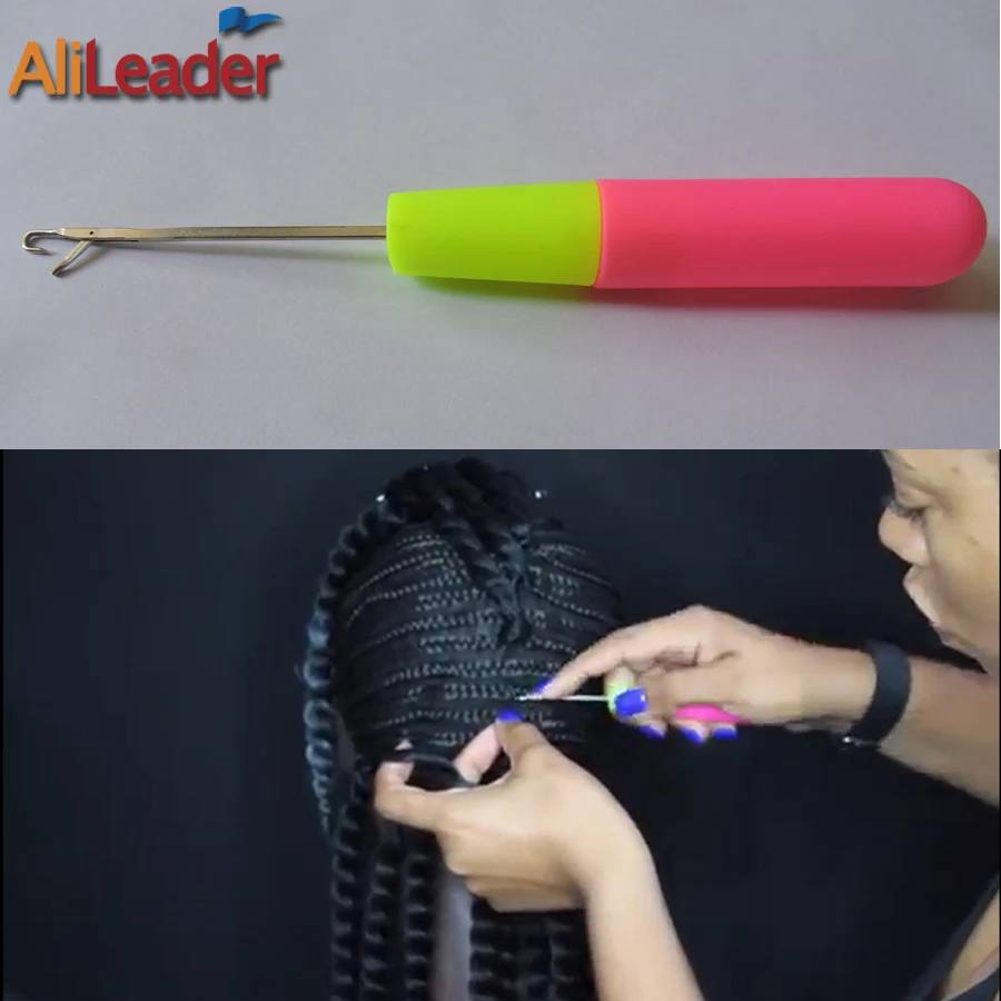 Marley Grey Hair Crochet Hook  Latch hook with plastic handle is a hair  styling tool used to create crochet braids, weaves or wigs.