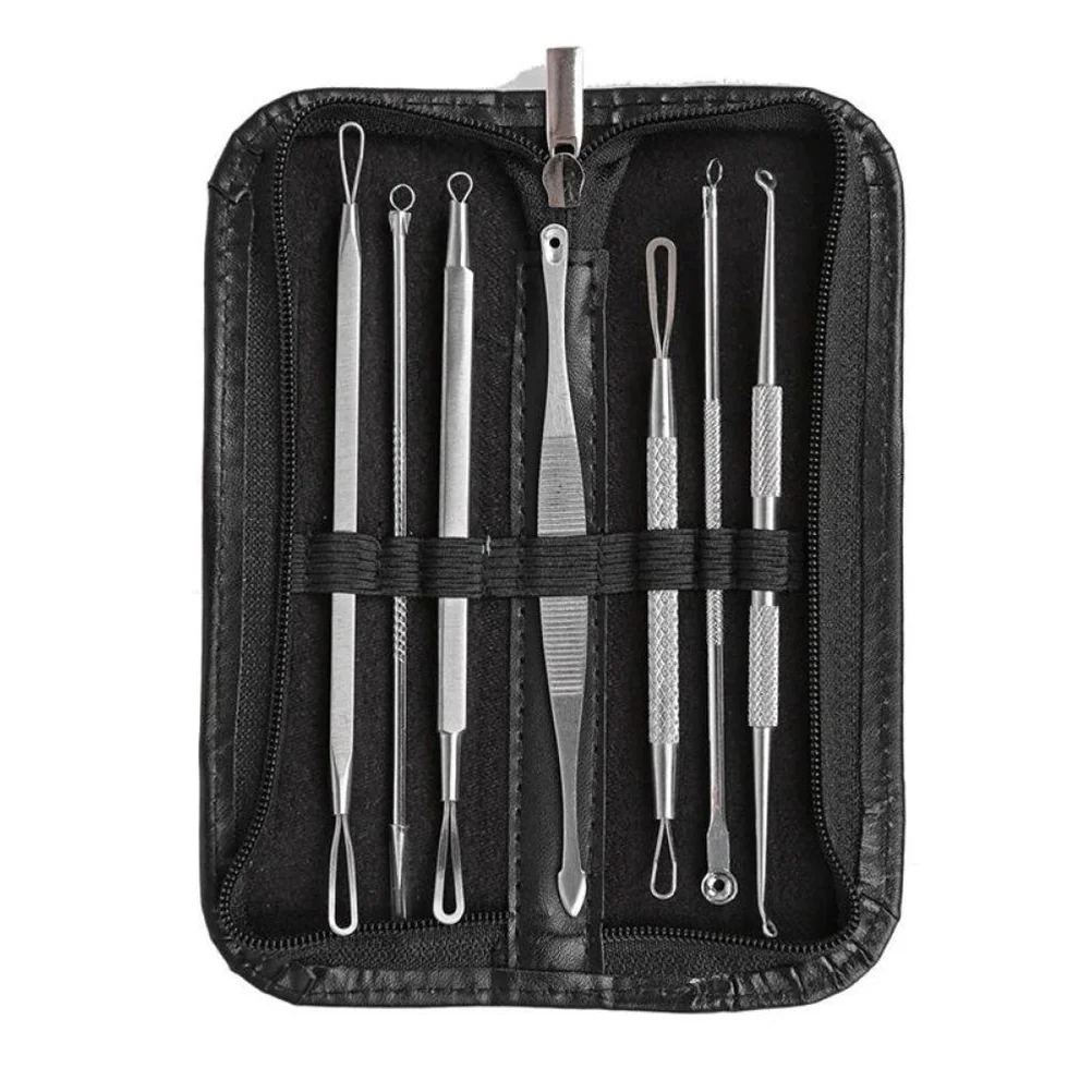 7pcs Blackhead Removal Tool Blackhead Comedone Pimple Blemish Extractor Remover Tool Kit nut removal tool 10pcs durable screw nut extractor multi spline hexagon socket bolt removal tool replacement steel