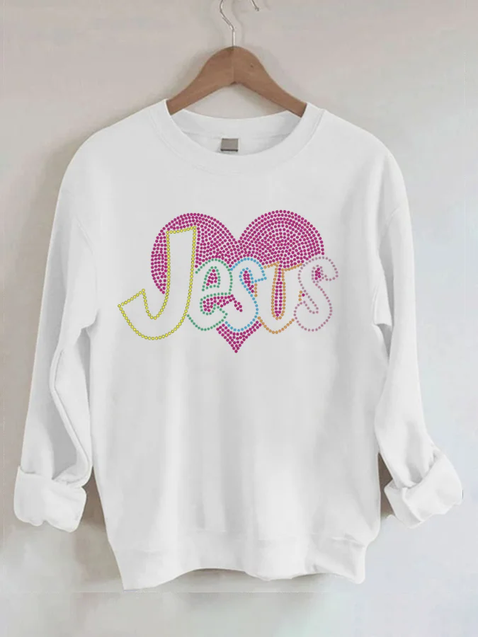 American Plus Size Hoodless Pullover Casual Round Neck Jesus Sweatshirt Autumn Winter Christmas Hoodie Fashion Tops Clothes