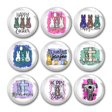 

Easter Spring Egg Hunting Cross Round Photo Glass Cabochon Demo Flat Back For DIY Jewelry Making Finding Supplies Snap Button