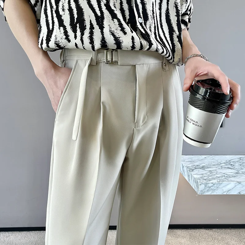 

2023 New Spring Autumn Fashion Man Classic Slim Straight Long Suit Trousers Male Solid Color Men Smart Casual Business Pants 2XL