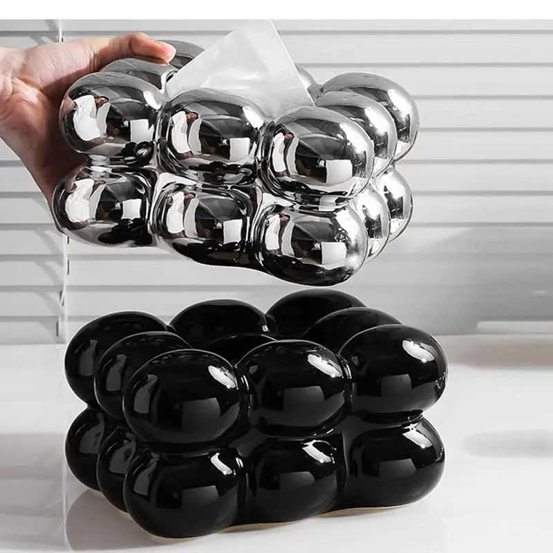 

Creative Tissue Box Household Living Room High-grade Luxury Coffee Table Decoration Paper Box Ceramic Napkin Black Paper Box