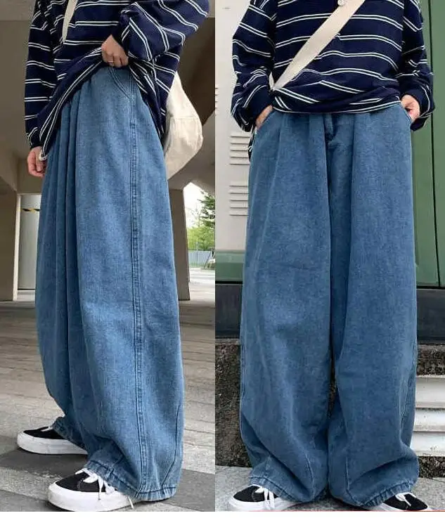 Men Jeans Streetwear Multi-pocket Jeans Cargo Pants Loose Wide Leg Pants Casual Denim Pants Men Clothing