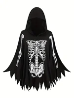 European and American fashion Halloween role-playing black skull ghost print plus size women's top