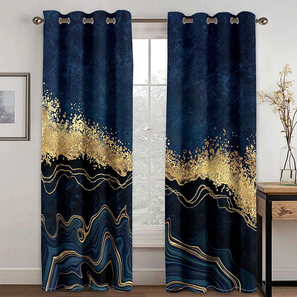 

Luxury Dali Golden Texture Shade Curtains 2 Panels Modern Minimalist Style Home Curtains Living Room Bedroom Decor Curtains