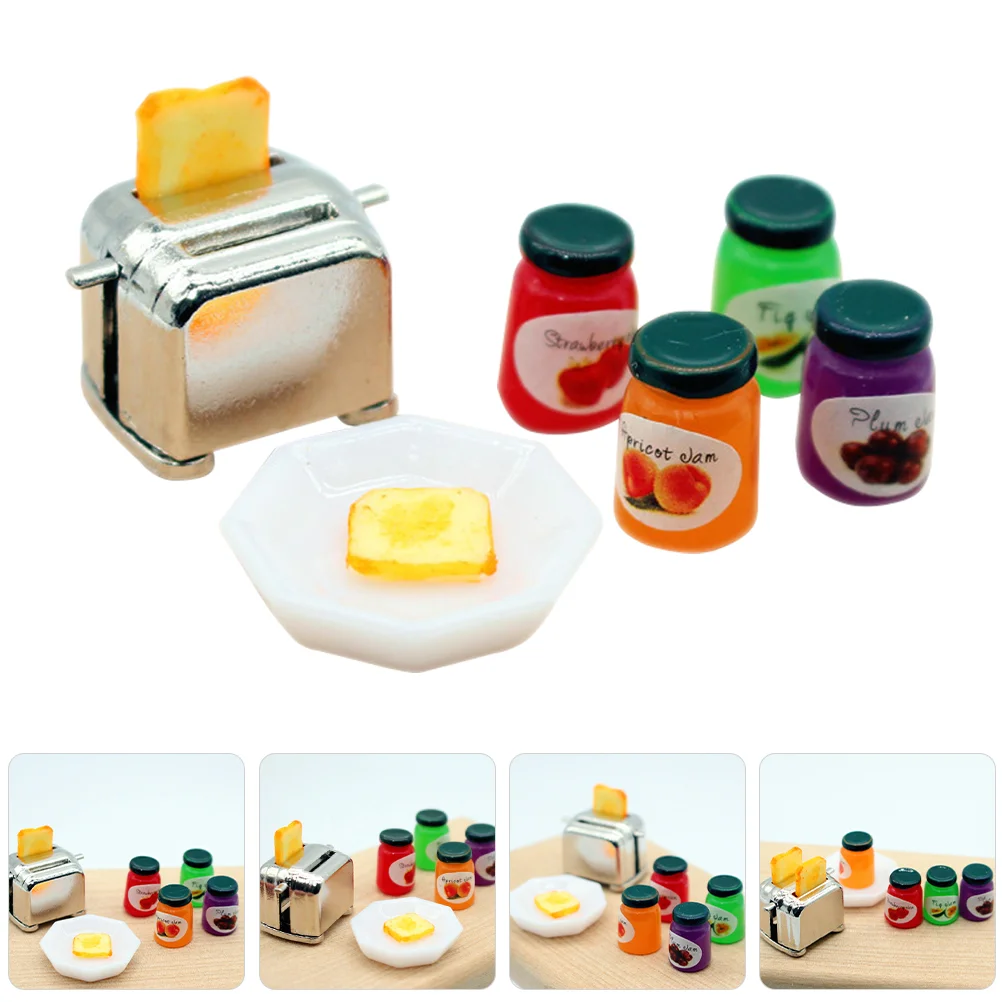 

Mini Toaster Toys House Accessory Bread Machine Simulated Kitchenware Layout Alloy Scale Props Maker Model