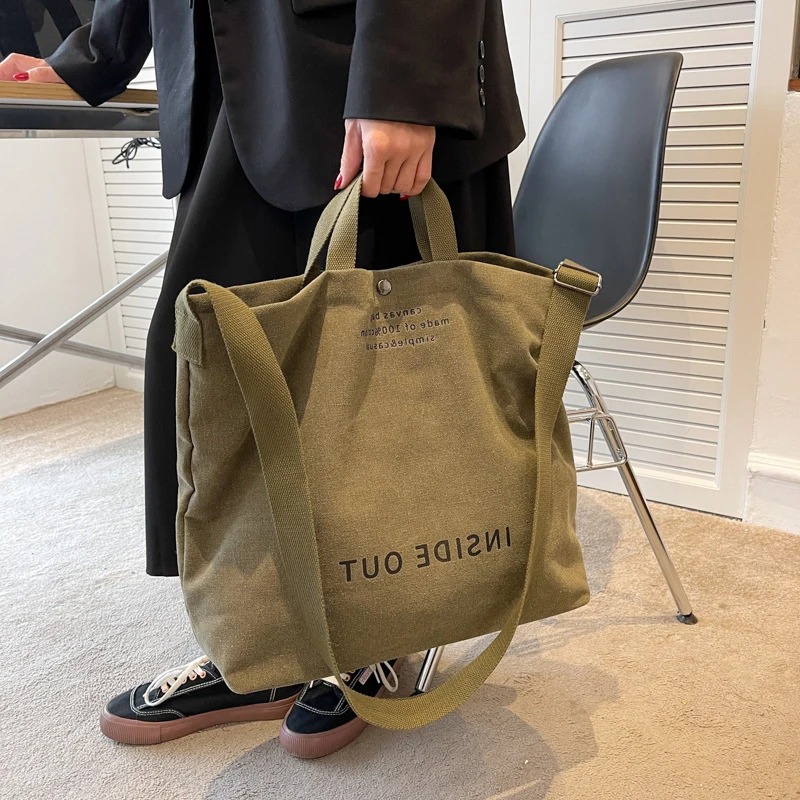 Bolsos De Hombro De Lona Unisex, Gran Capacidad, Multibolsillos