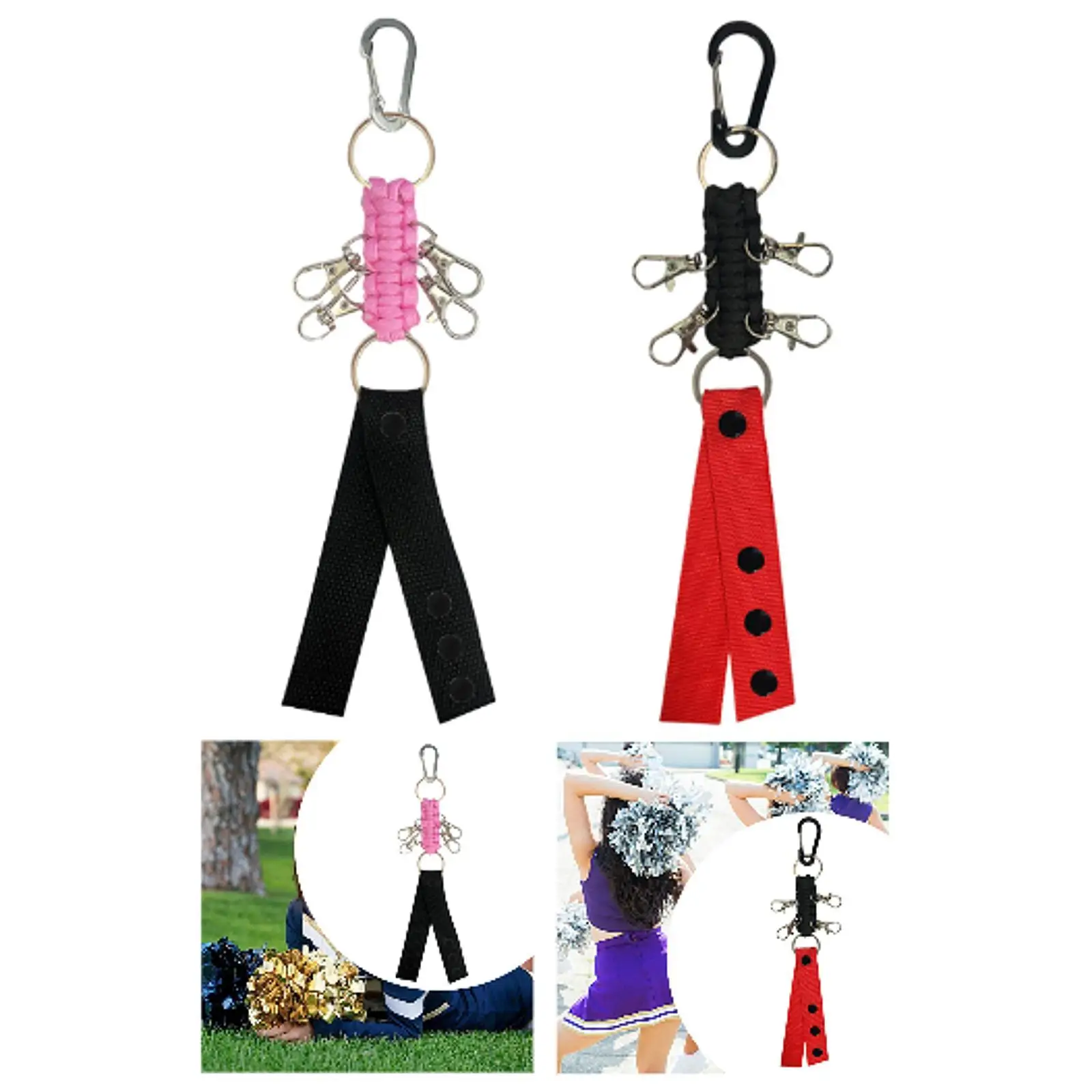 Pom Poms Holder Strap Keychain for Cheering Stage Performances Dance Party