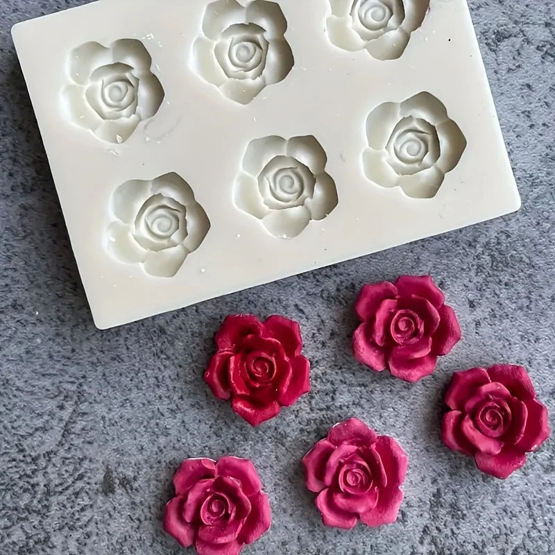 Gray6Rose 꽃 실리콘 몰드, 핑크 로즈 몰드(7개의 동일한 모양, 크고 작은 크기), 케이크, 비누, 초콜릿, 소프트에 적합