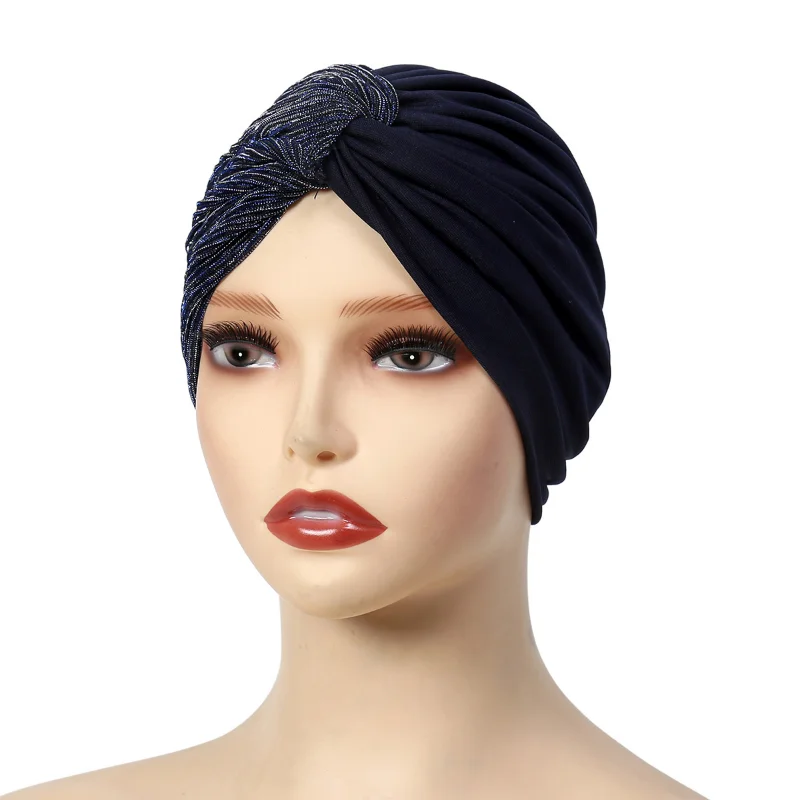 KepaHoo Solid Color Women Muslim Hijab Caps Wrap Head Indian Turban Bonnet Fashion Headdress Islamic Clothing Accessories 2