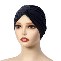 KepaHoo Solid Color Women Muslim Hijab Caps Wrap Head Indian Turban Bonnet Fashion Headdress Islamic Clothing Accessories 2