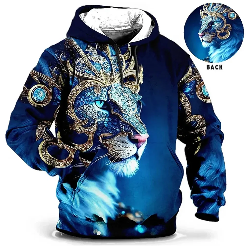 thumbnail image 1 of Sudadera con capucha para hombre, con estampado de tigre en 3D, holgada, de diseñador, para primavera y otoño, de manga larga, talla 4XL, ropa Harajuku Y2k de gran tamaño, 1 of 5