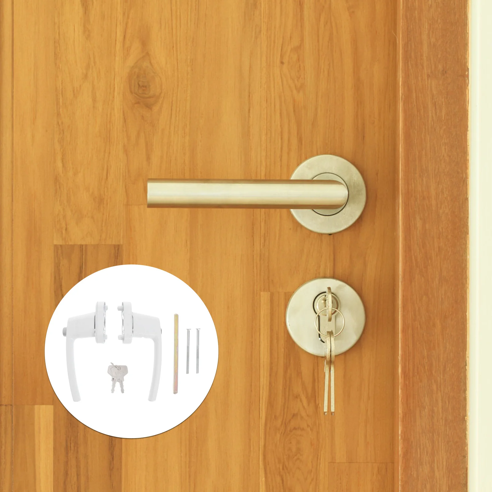 

Two-End Lever Lock Solid Thickened Crank Handle With Keys For Door Window Solid Thick Door Handle With Key