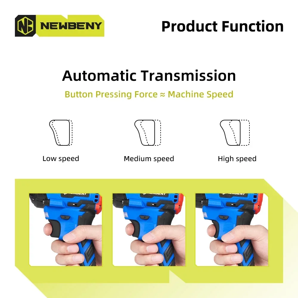 NewBeny 1000N.m Brushless Electric Impact Wrench 1/2 inch 3 Gears Cordless Rechargeable Power Tools For Makita 18V Battery 5