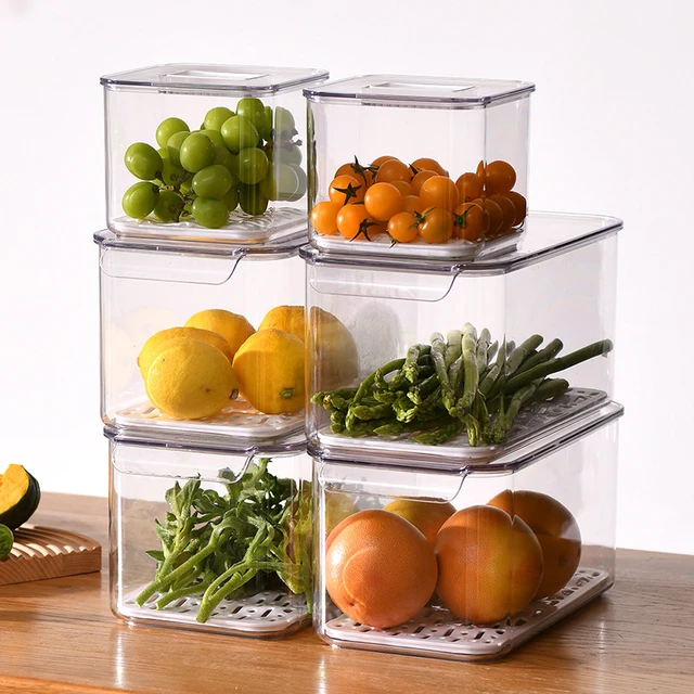 Fridge Storage Containers Produce Keepers With Lid And Colander Refrigerator  Fridge Organizer Vegetable Fruit Meat Storage - AliExpress