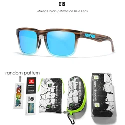 KDEAM Men's All - Black Polarized Sunglasses with UV400 Protection and Complete Package (C19 mirror ice blue)