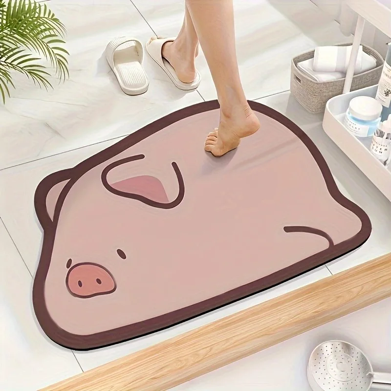 Home Clean Diatom Super Absorbent Bathroom Mat Cartoon Non-Slip Mud Toilet Pad Quick-Drying Bath Mat Floor
