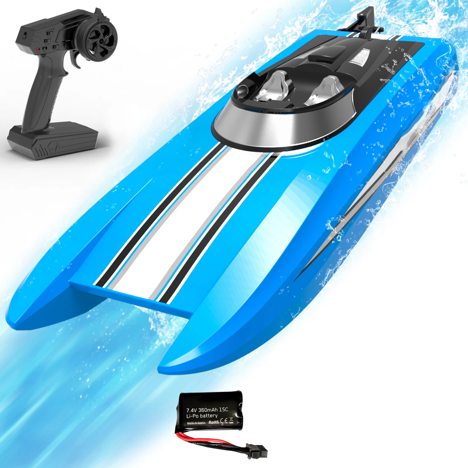 Remote Control Boat 30km/h High Speed 2.4GHz Remote Control Ship Toy Gift for Kids Adults Boys