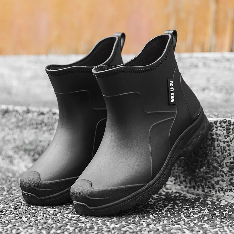 Bottes pluie réglables lacets pêche extérieur - Semelle souple anti-dérapante style sport PVC mode