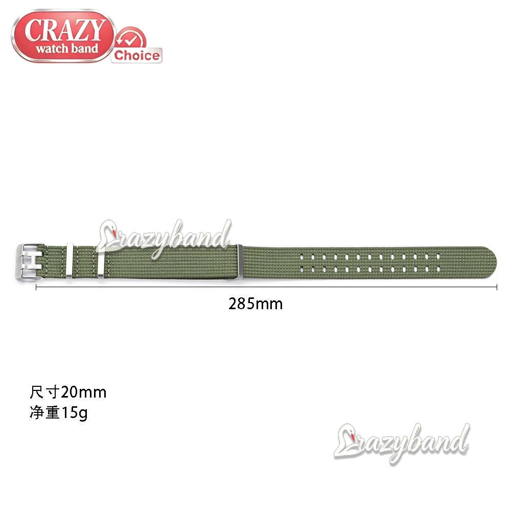 Universal Ribbed Nylon Watch Strap - Black & Blue, Sport & Military Style, Softened Replacement Band