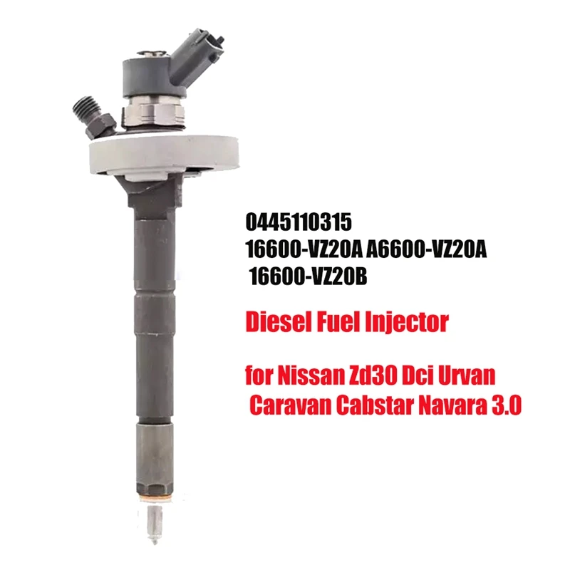 

0445110315 Diesel Fuel Injector Nozzle For Nissan Zd30 Dci Urvan Caravan Cabstar 3.0 Common Rail Injector 16600-VZ20A