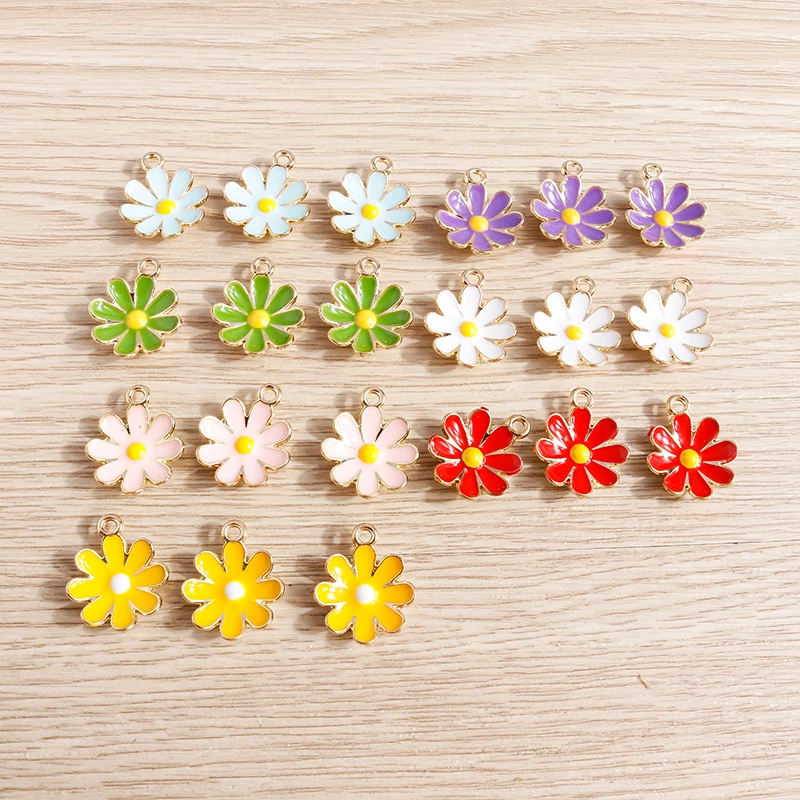 10 stücke Emaille Blume Charme Schmuck, Der Sonnenblume Rose Anhänger Charms für Halsketten Ohrringe DIY Schlüsselanhänger Handwerk Zubehör – Detail 37