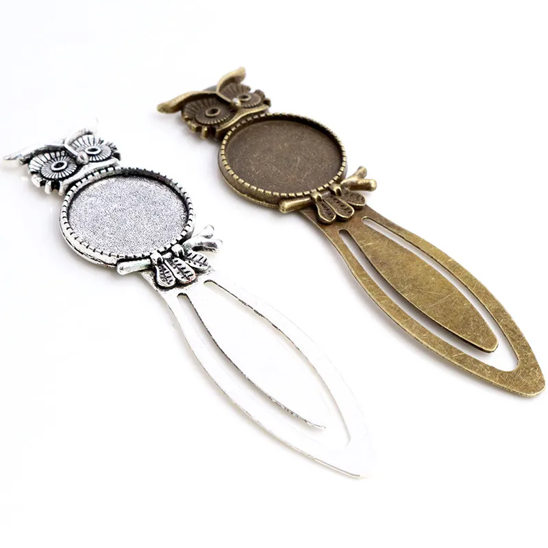 Neue Mode 2 stücke 20mm Innere Größe Antike Silber Überzogene Bronze Einfache Stil Handgemachte Lesezeichen Cabochon Basis Cameo Einstellung