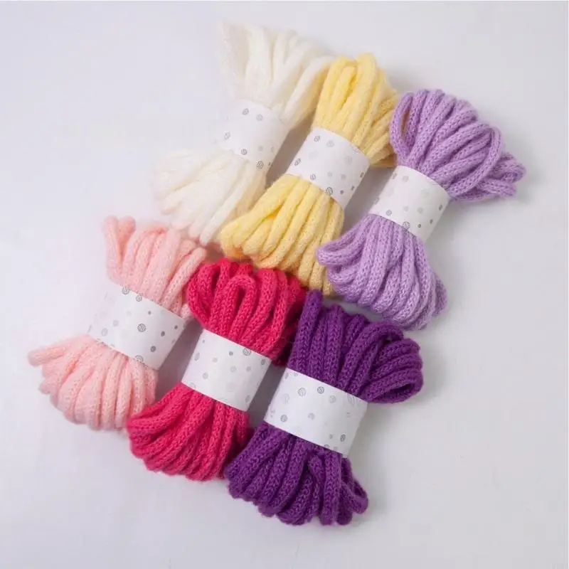 R66A 6Pcs 7mmX5Meters 중공 꼰 로프 홈 장식 미술 공예 뜨개질 원예에 대 한 다채로운 폴리 에스터 로프