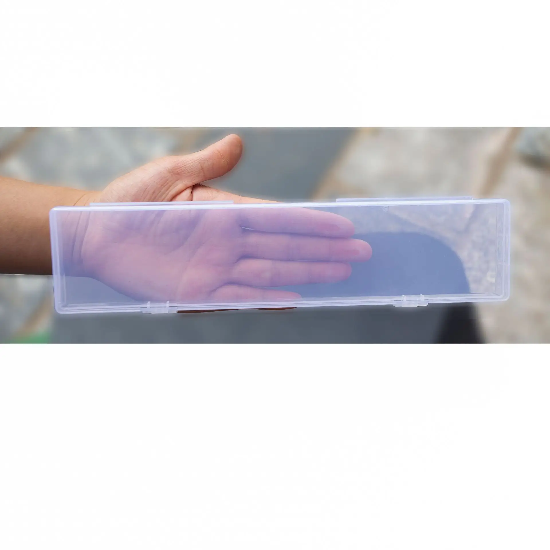Long Rectangle Plastic Organizer Pencil Brush Storage Box Transparent Case For Pen Accessories Container 4