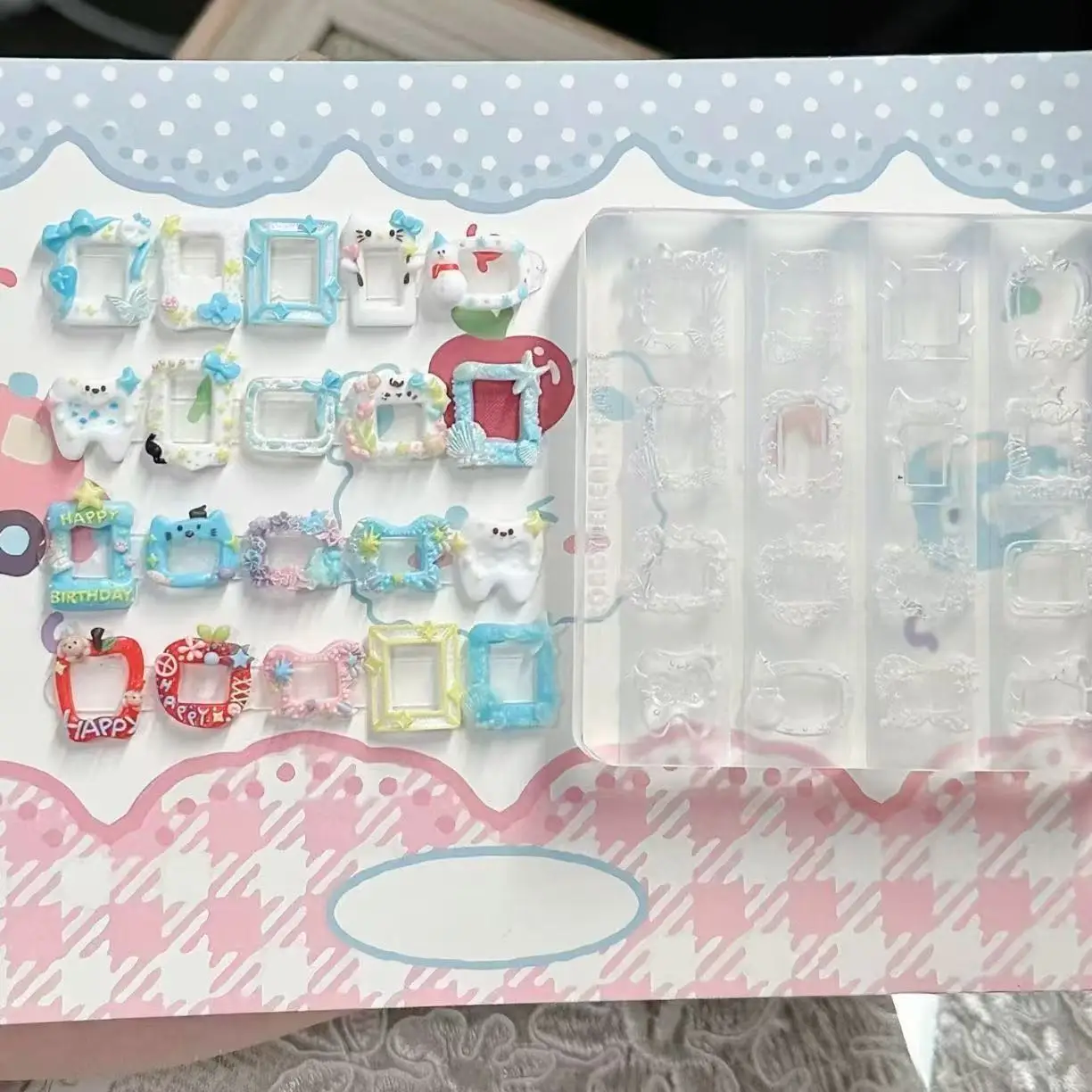 1개 kt 고양이 사진 액자 3D 아크릴 네일 몰드 핸드 인그레이빙 몰드 네일 아트 장식 실리콘 네일 아트