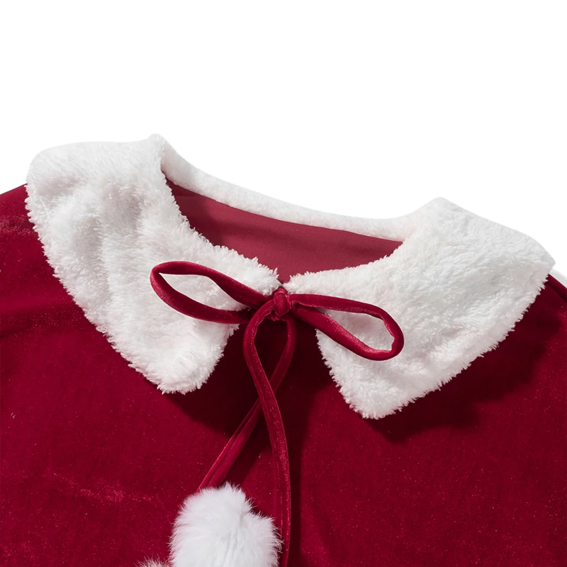 Women s Deluxe Mrs Claus Hooded Cape Christmas Costume Party Outfit Holiday Cosplay Shawl Poncho Dress Capelet