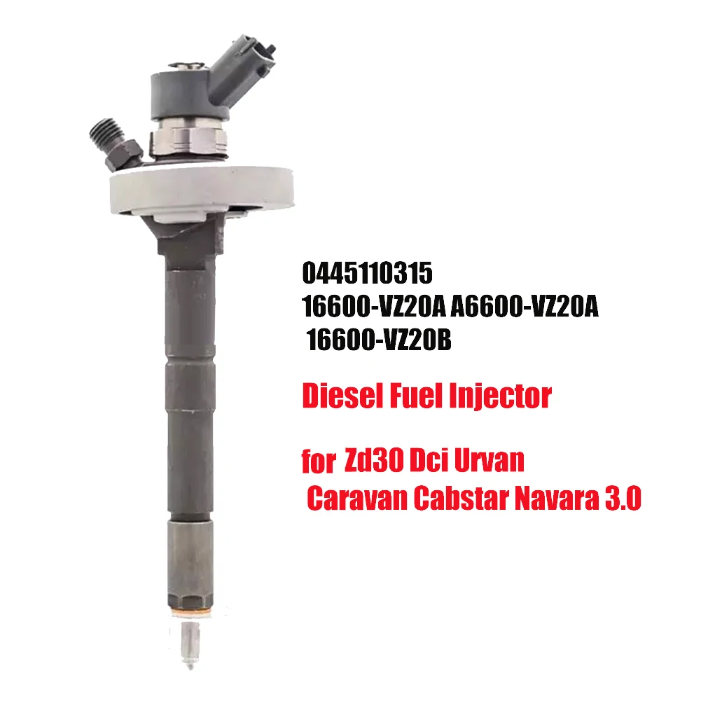 

0445110315 Diesel Fuel Injector Nozzle for Nissan Zd30 Dci Urvan Caravan Cabstar 3.0 Common Rail Injector 16600-VZ20A