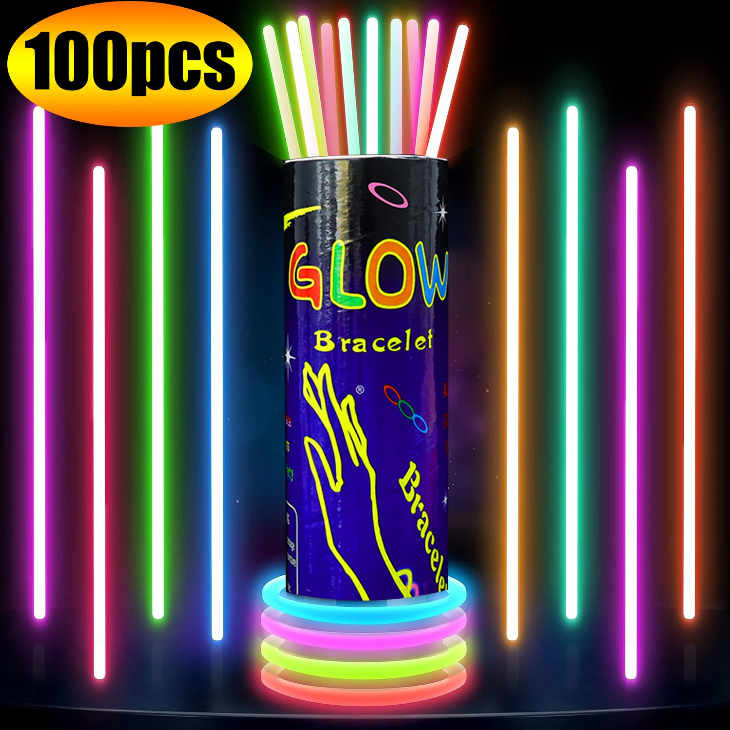 

50/100Pcs Bulk Fluorescence Glowing Sticks Wedding Christmas Party Props DIY Bracelets Eye Glasses Toys Neon Stick Dropshipping