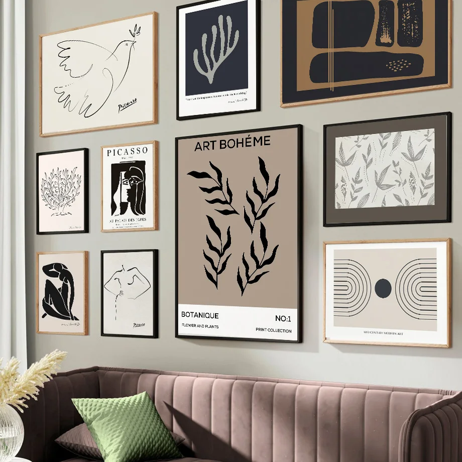 

Modern Boho Abstract Matisse Picasso Leaves Wall Art Print Canvas Painting Nordic Posters Home Decor Pictures For Living Room